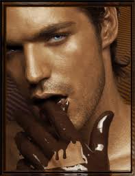chocolate and man licking